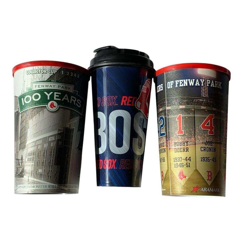 Boston Red Sox Cup Bundle (Lot of 3) - 2 Stadium Souvenirs & Travel Mug